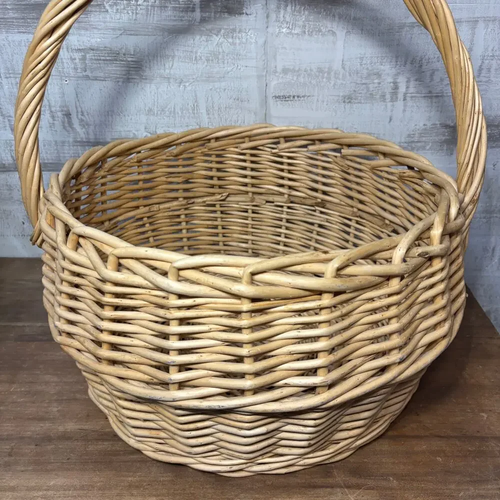 Large Vintage Wicker Single Handle Basket